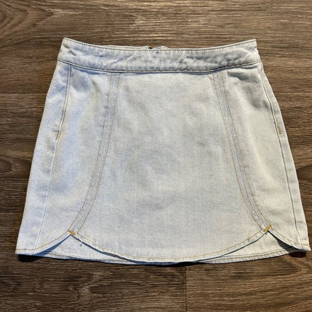 Pacsun Tulip A-Line Denim Mini Skirt Light Wash Blue Jean Y2K Style Size 24
